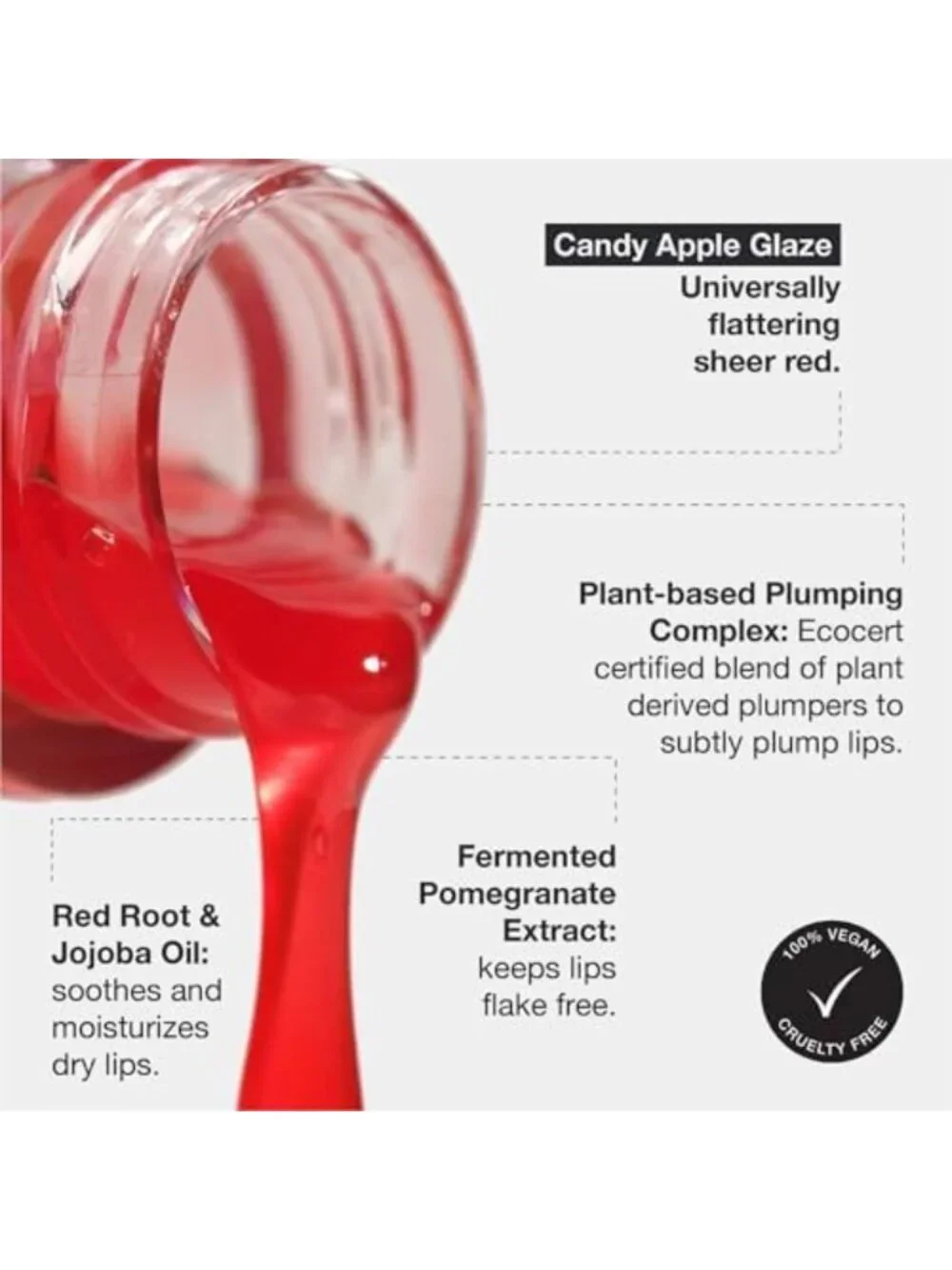 Hydrating Candy Apple Lip Oil - Glossy Finish, Nourishing Formula, 0.2 oz
